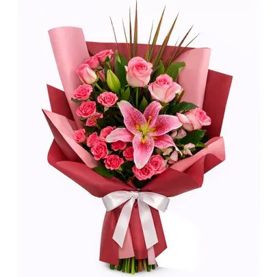 Buquê de Flores Cor de Rosa Majestade